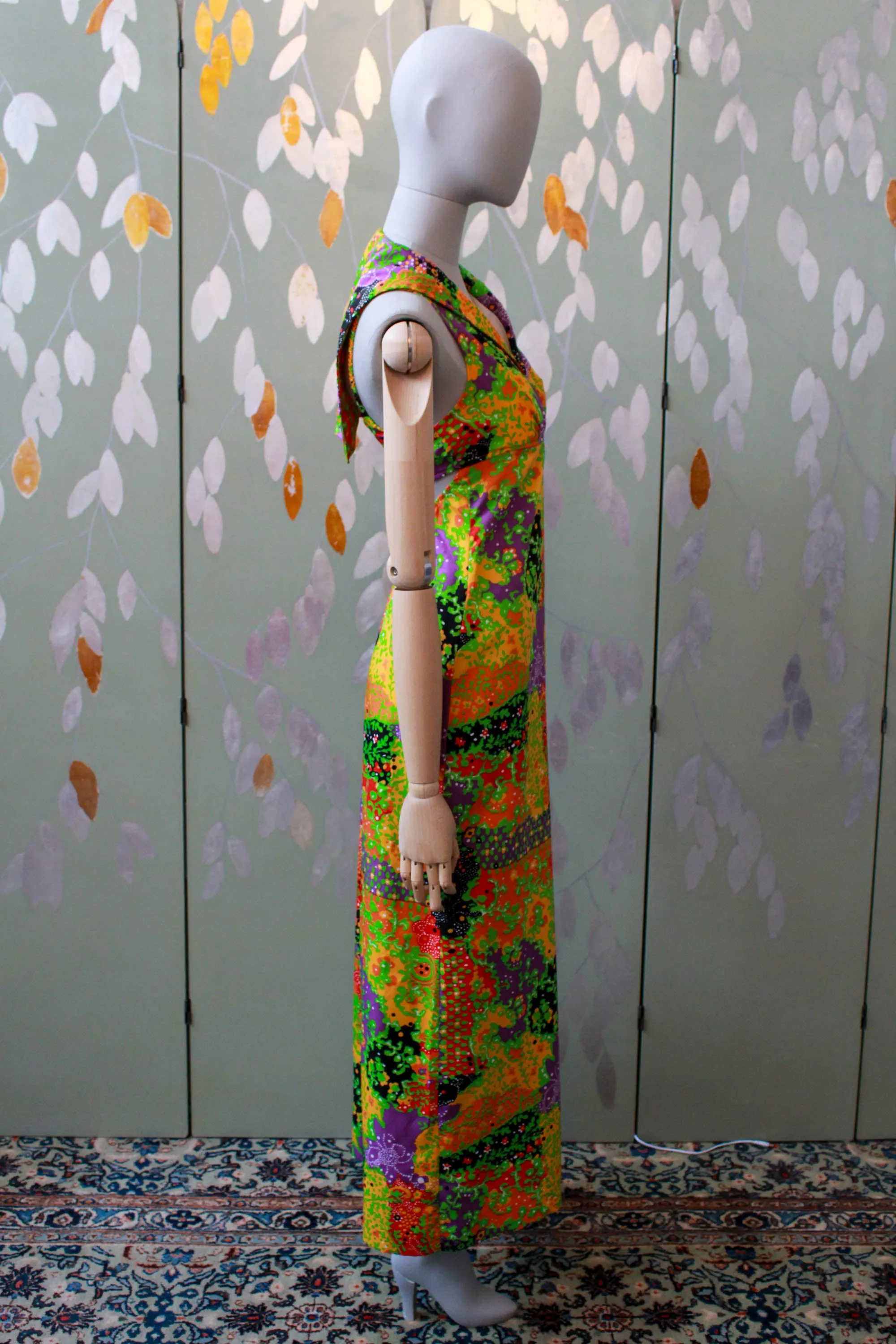 1970s Floral Halter Dress, XS