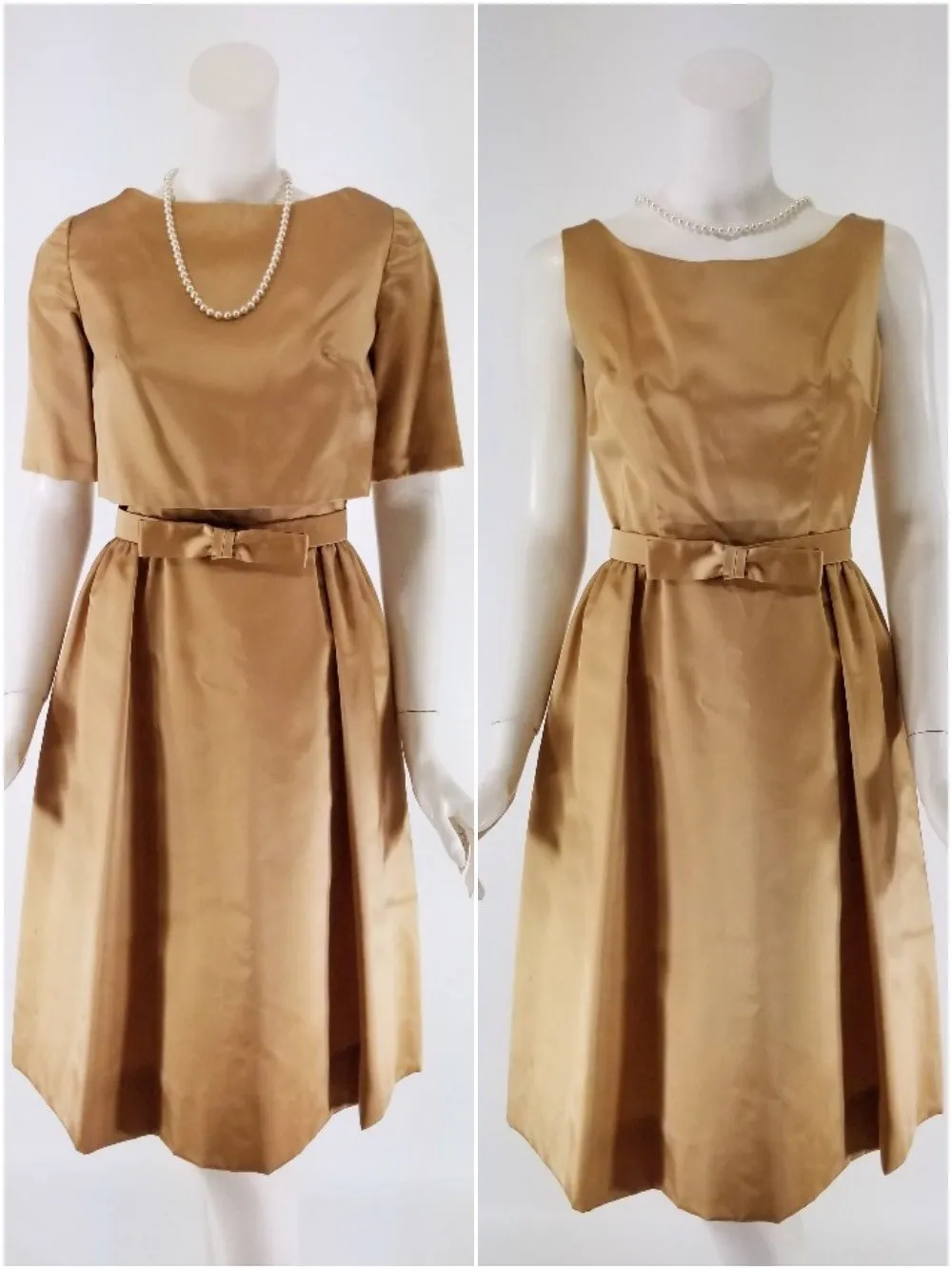 50s/60s Satin Dress & Jacket Set - sm