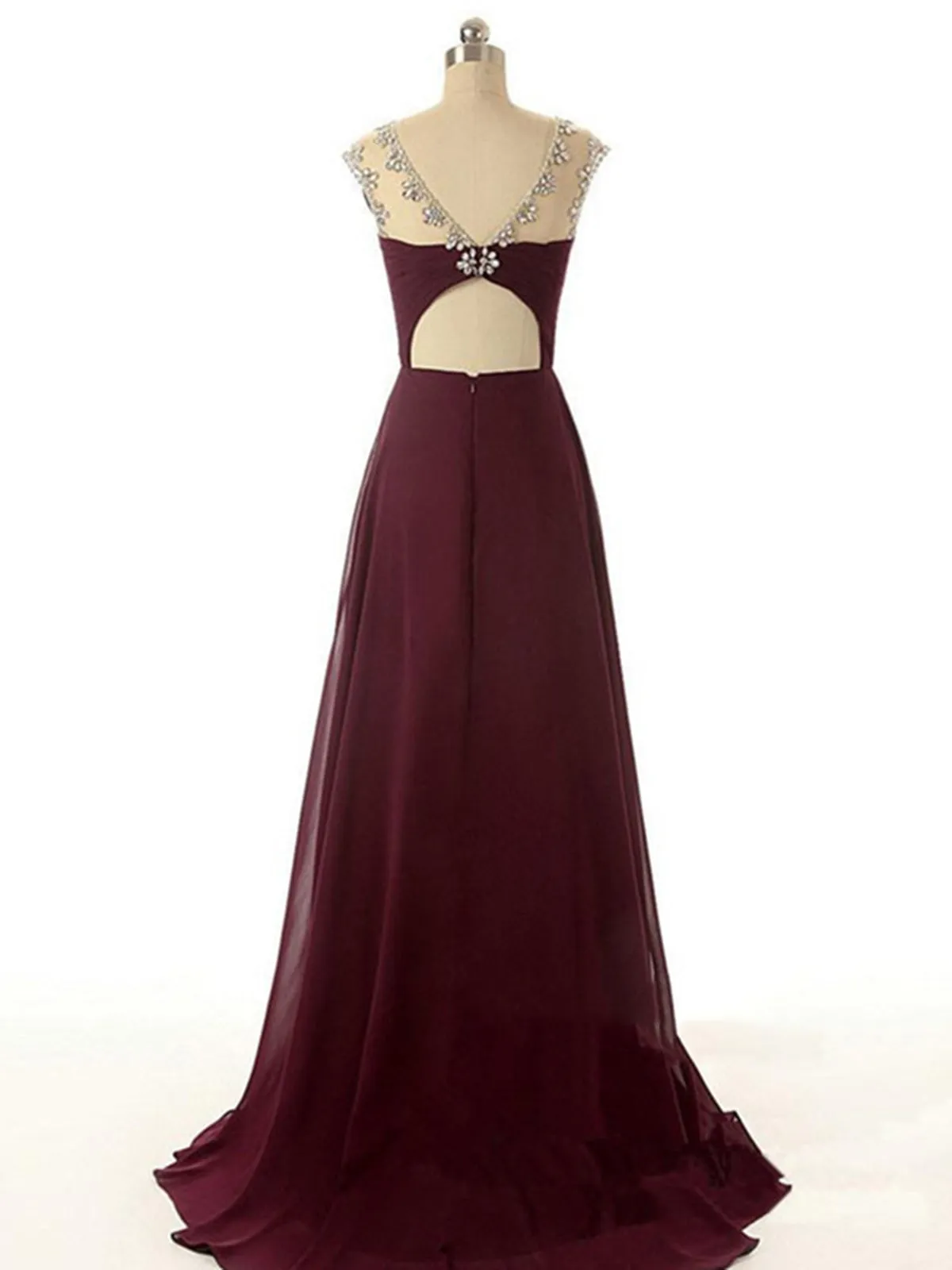 A Line Round Neck Maroon Prom Dress, Maroon Formal Dresses, Bridesmaid Dresses