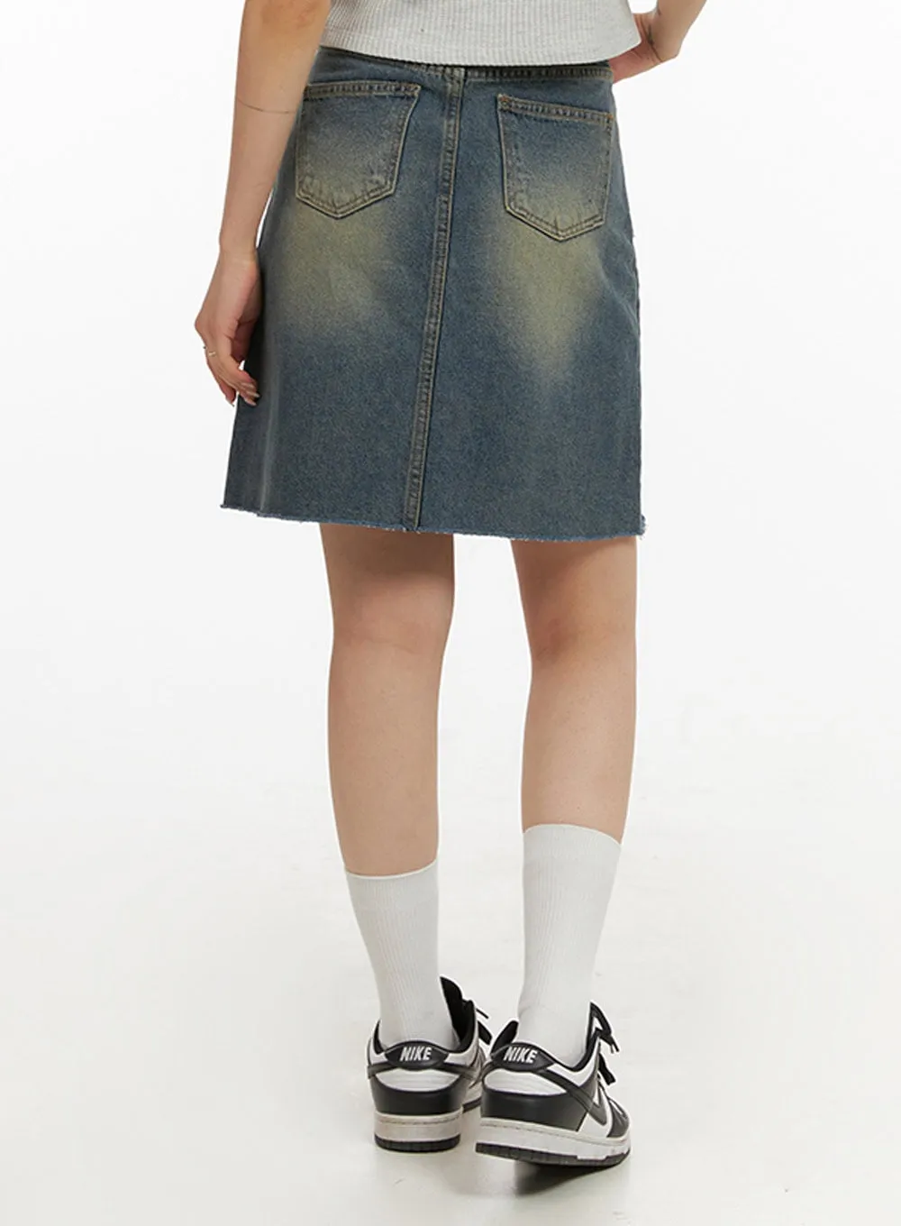 A-Line Washed Denim Mini Skirt IY410