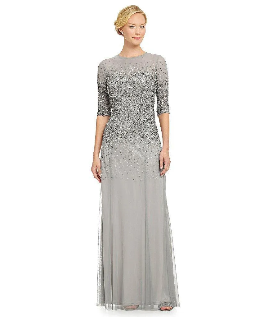 Adrianna Papell 91863330 Sequin Embellished Gown - 1 pc Mist In Size 12 Available