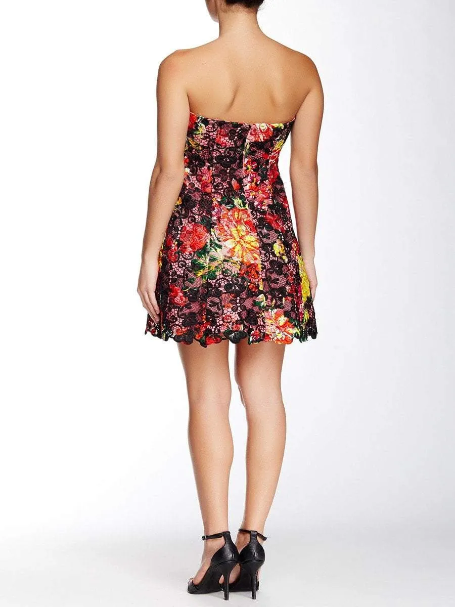 Adrianna Papell - Floral Print Lace Sleeveless Short Dress 41907160