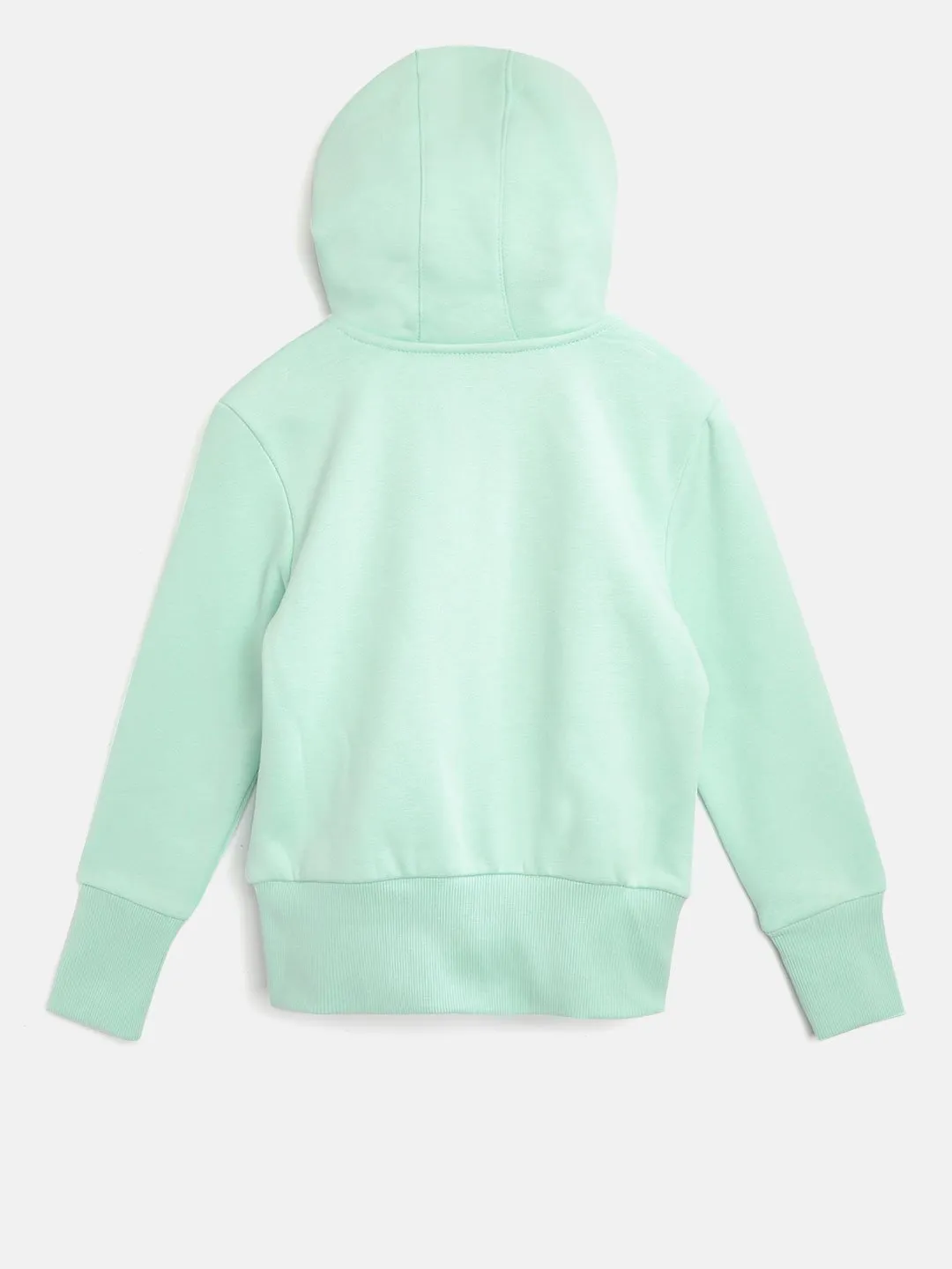 Alcis Girls Green Solid Hooded Sweatshirt