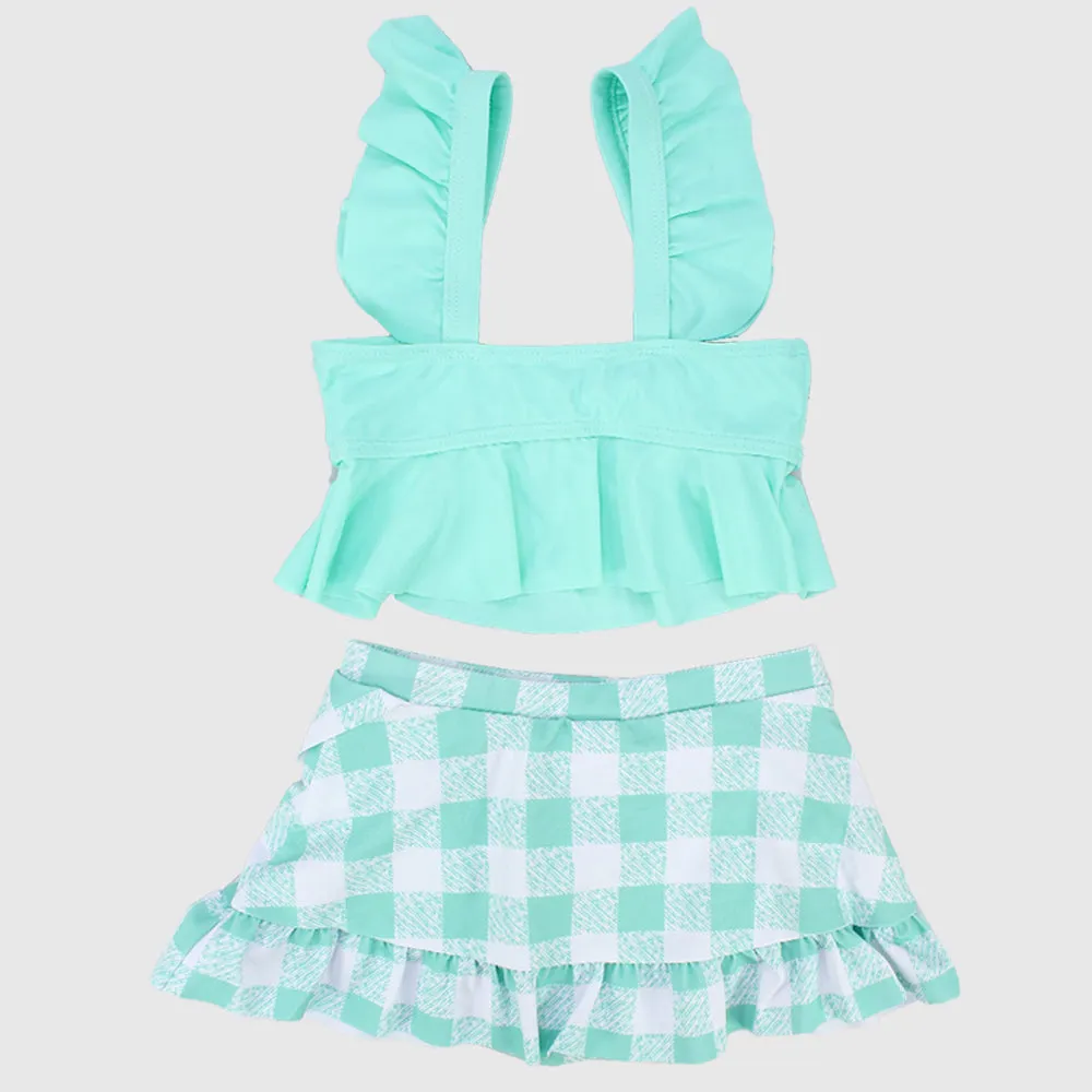 Aqua Checkered Bikini