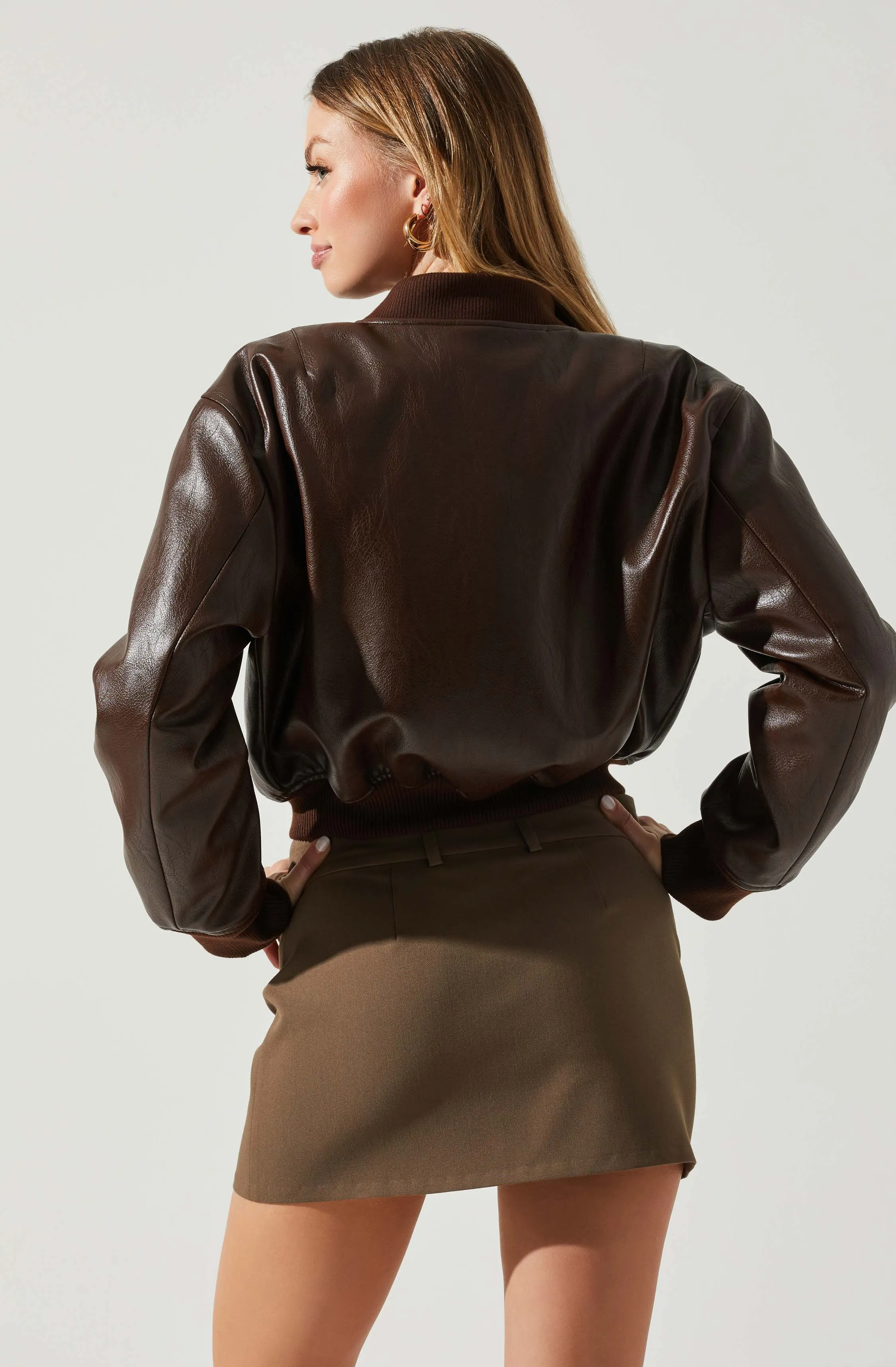 Avianna Faux Leather Bomber Jacket