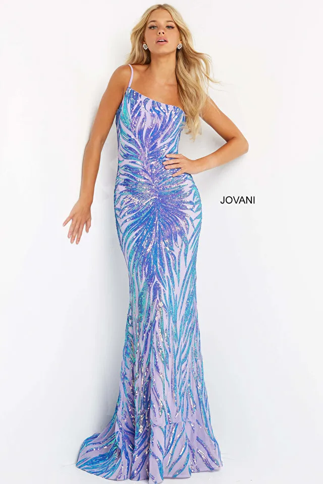 Azaya | One Shoulder Sequin Sheath Gown | Jovani 05664