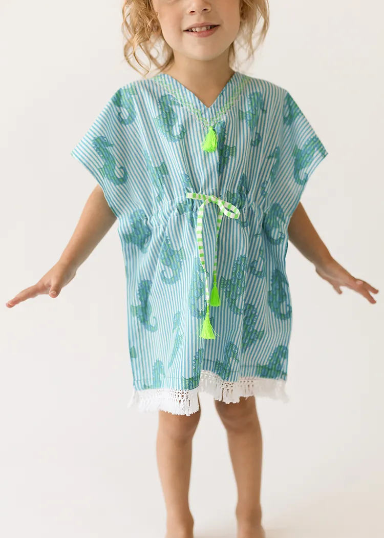 Beachwear Kaftan Dress For Girls - Seahorse