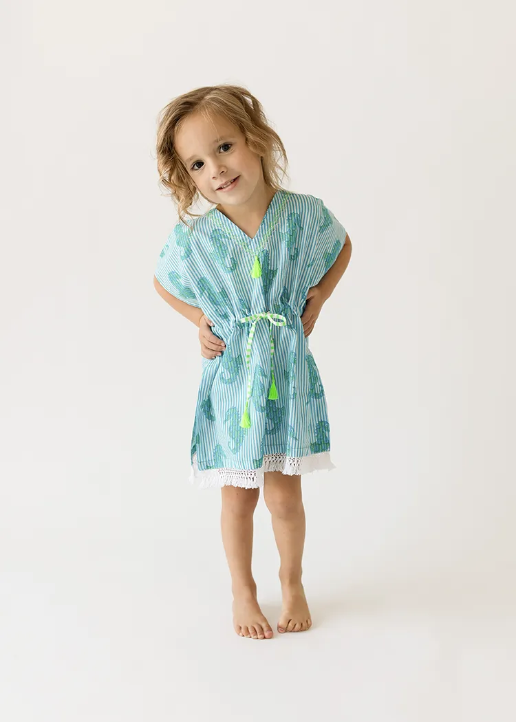 Beachwear Kaftan Dress For Girls - Seahorse