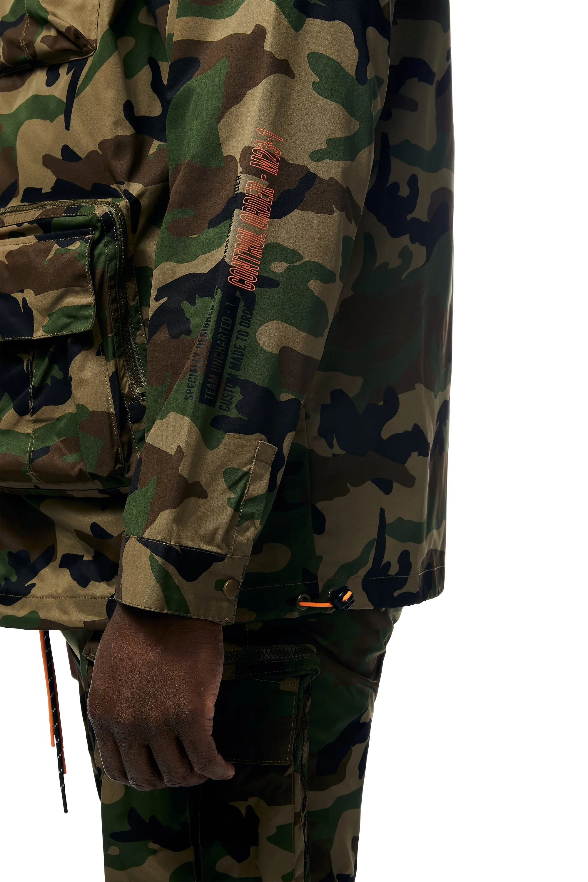 Big and Tall - Windbreaker Utility Jacket - Wood Camo