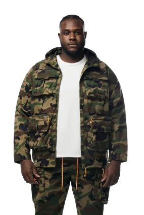 Big and Tall - Windbreaker Utility Jacket - Wood Camo