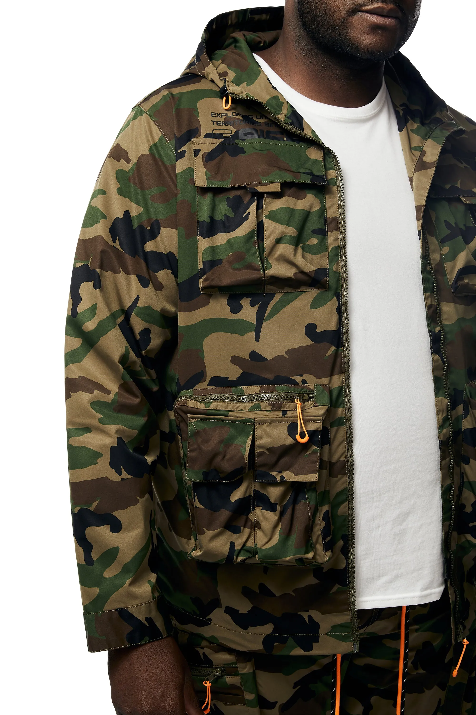 Big and Tall - Windbreaker Utility Jacket - Wood Camo