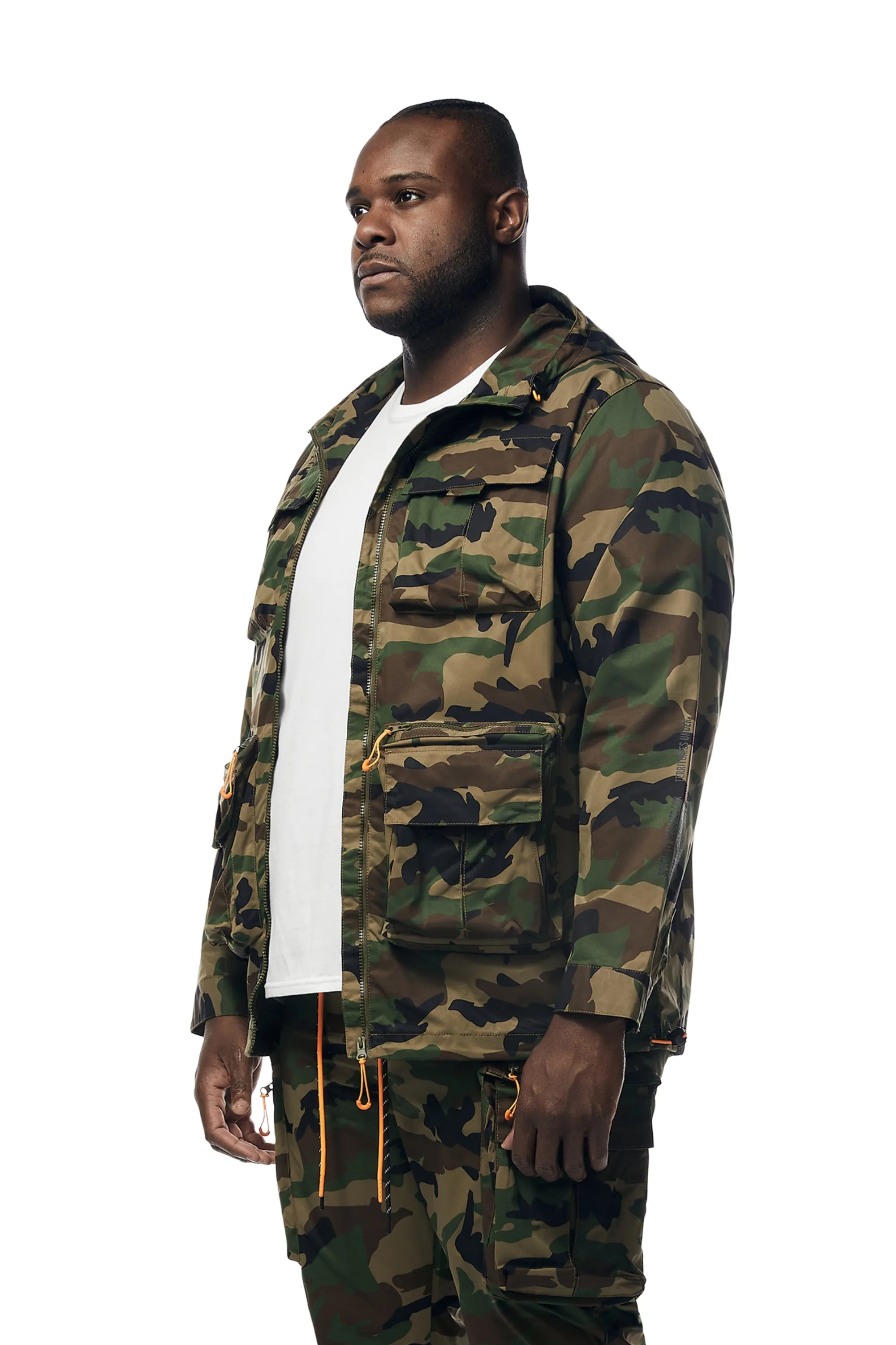 Big and Tall - Windbreaker Utility Jacket - Wood Camo