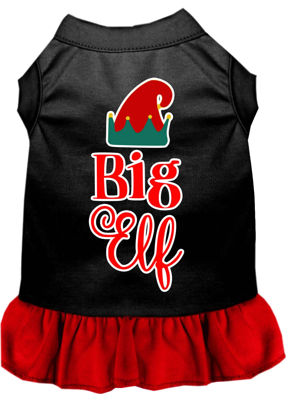 Big Elf Screen Print Dog Dress Black With Red Xs