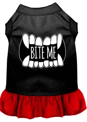 Bite Me Screen Print Dog Dress Black With Red Med (12)