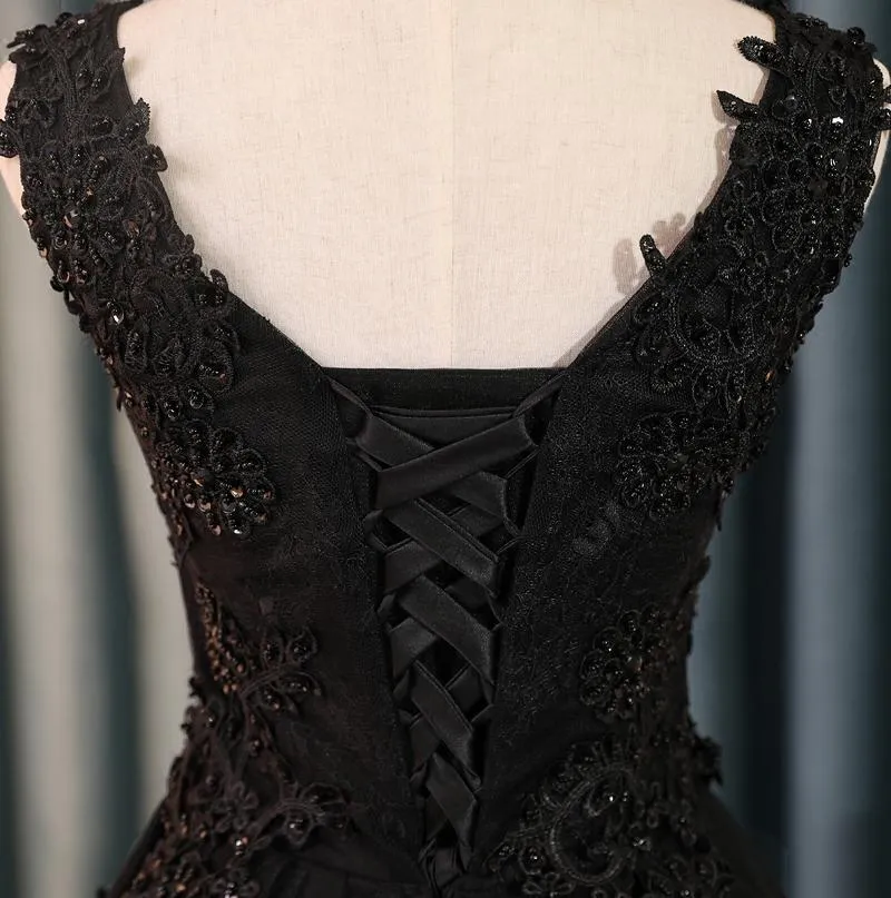 Black Lace Homecoming dress V Neck Cheap Homecoming Dress ER013