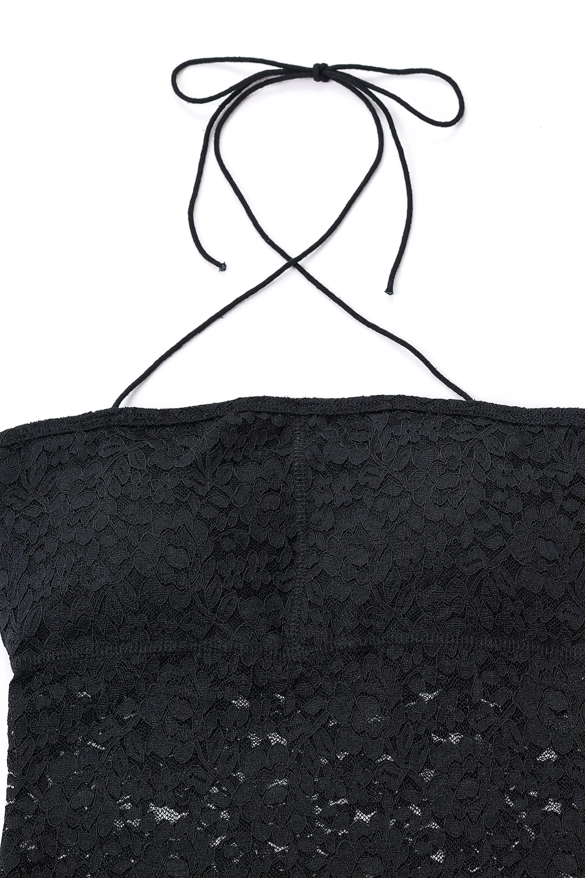 Black Rose Lace Asymmetrical Halter Dress