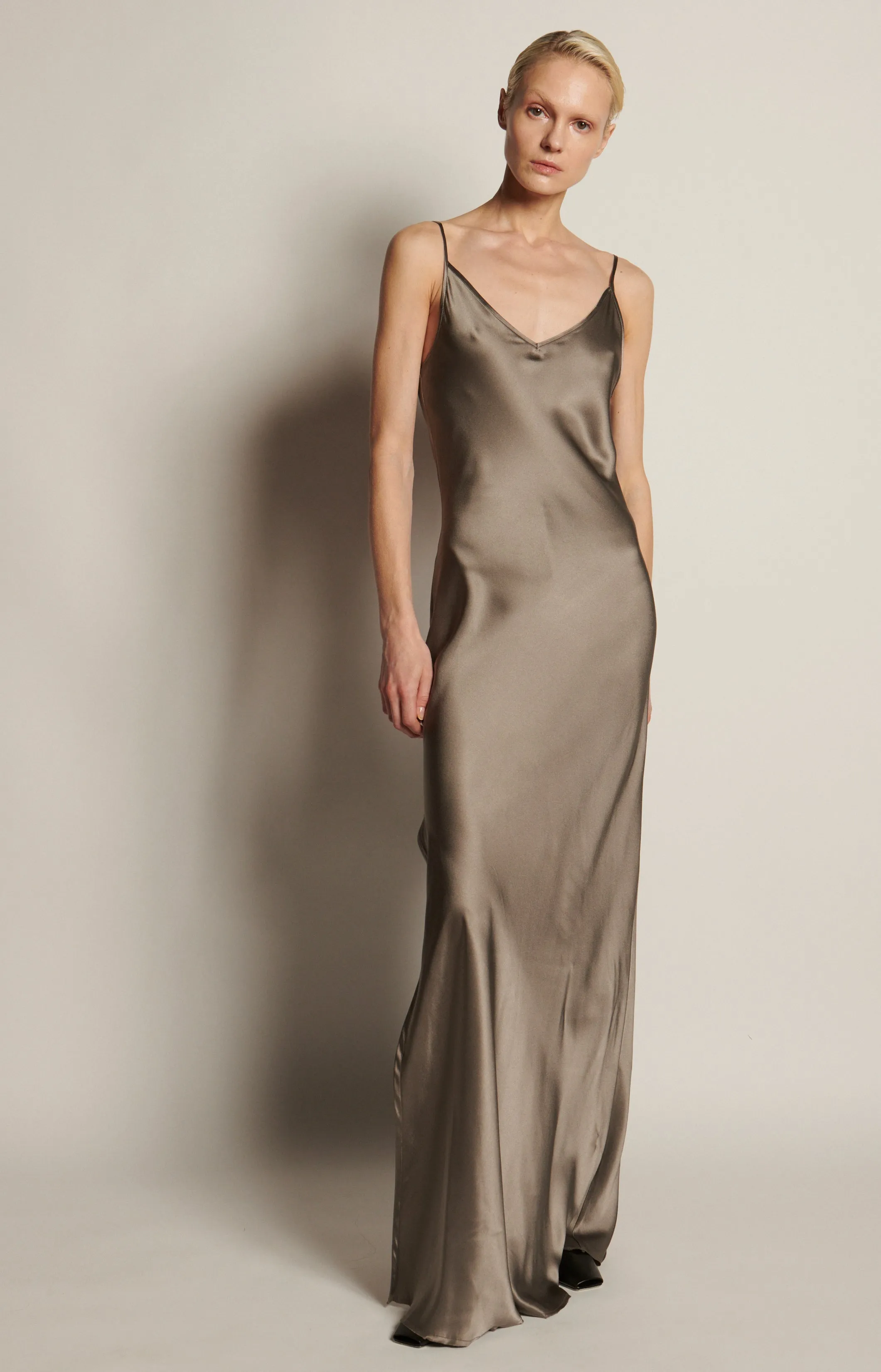 BM Full Length Slip Dress with Slit - Wheat