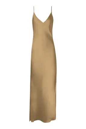 BM Full Length Slip Dress with Slit - Wheat