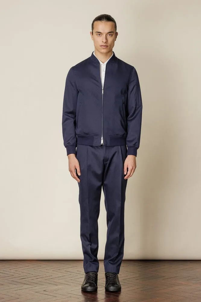 Bomber Jacket - Navy Wool Gabardine