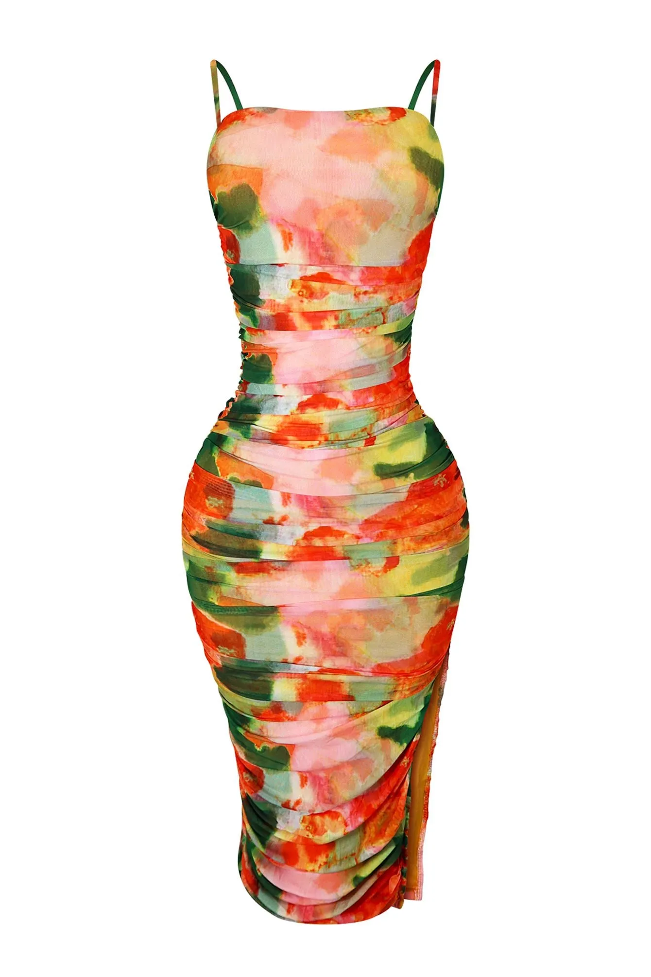 California Coastline Print Mesh Dress