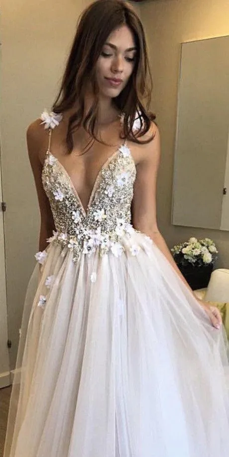 Chic Tulle Lace Prom Dress A Line Cheap Long Prom Dress #ER152