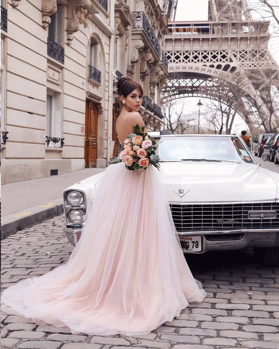 Chic Tulle Prom Dress A Line Cheap Long V Neck Prom Dress #ER362