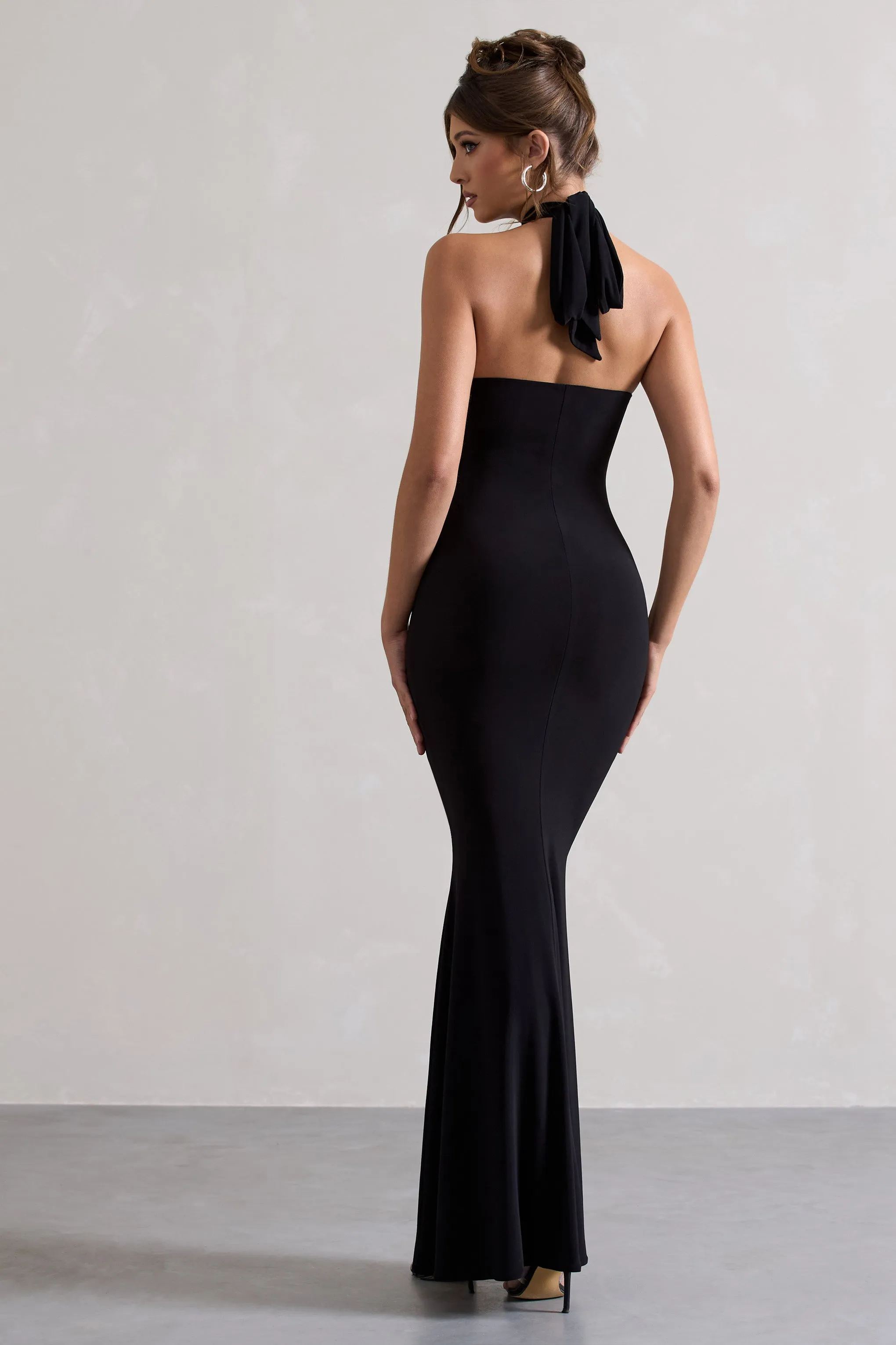 Colorado | Black High-Neck Fishtail Maxi Dress