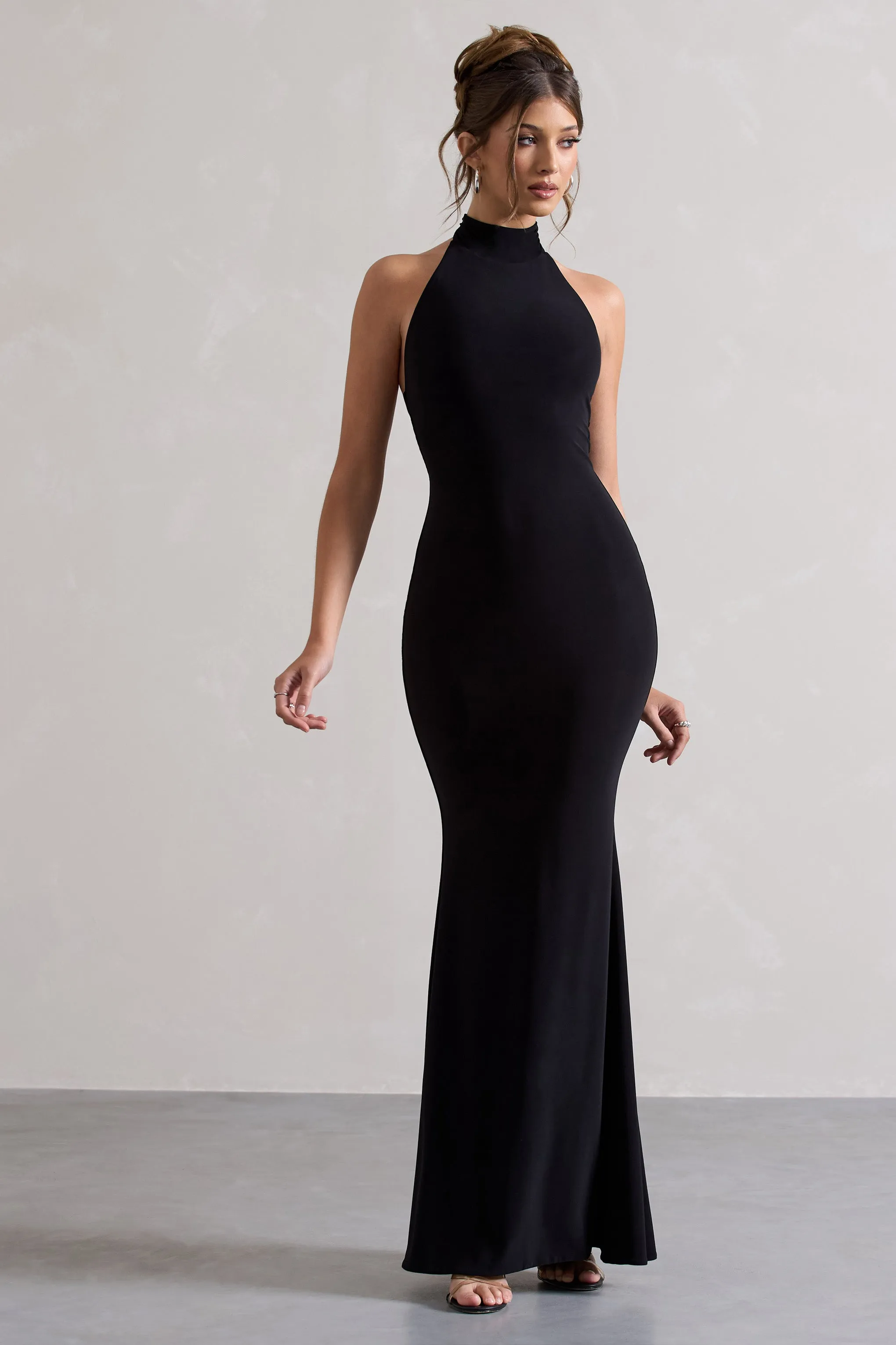 Colorado | Black High-Neck Fishtail Maxi Dress