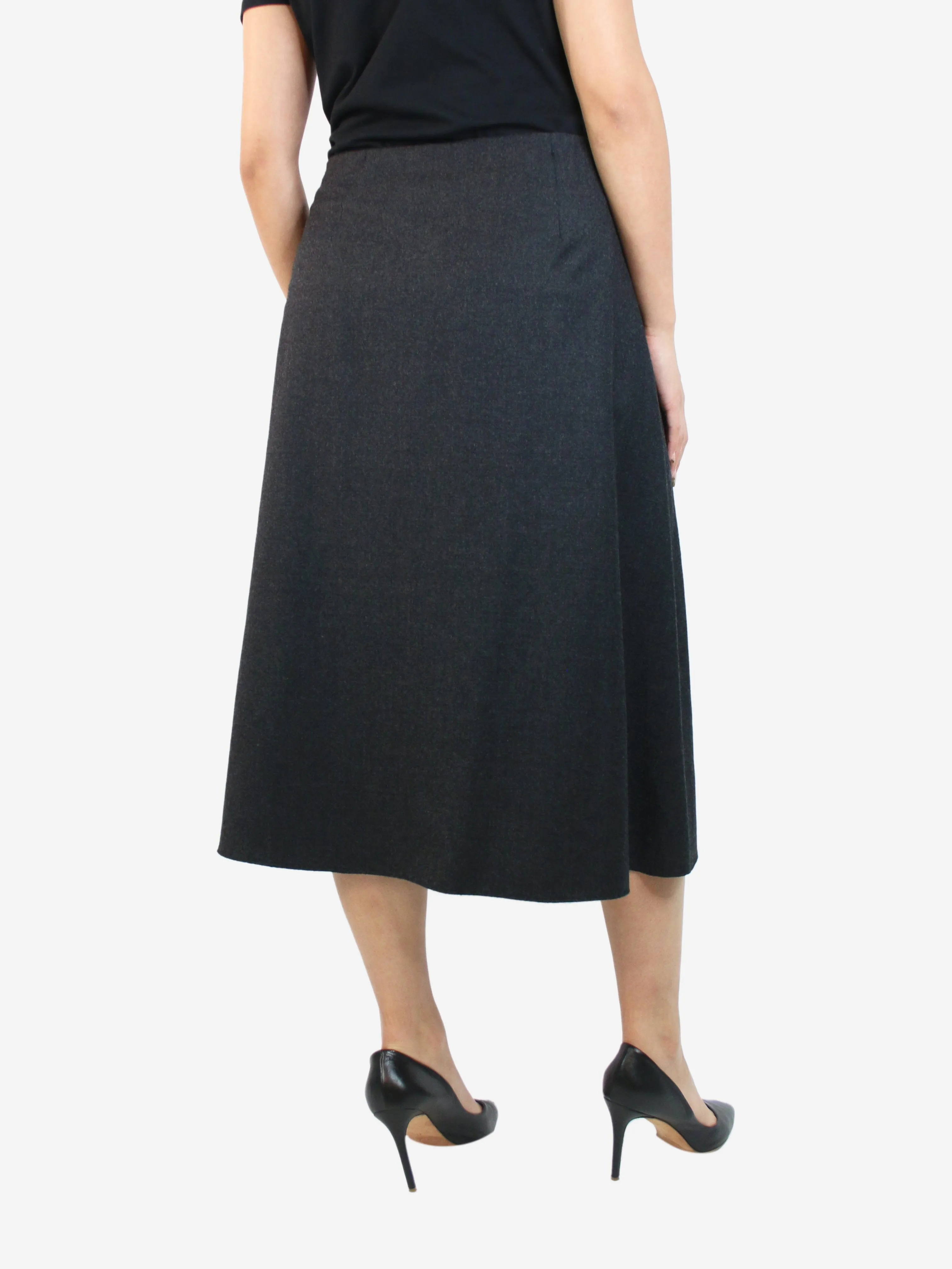 Dark grey wool A-line skirt - size US 10