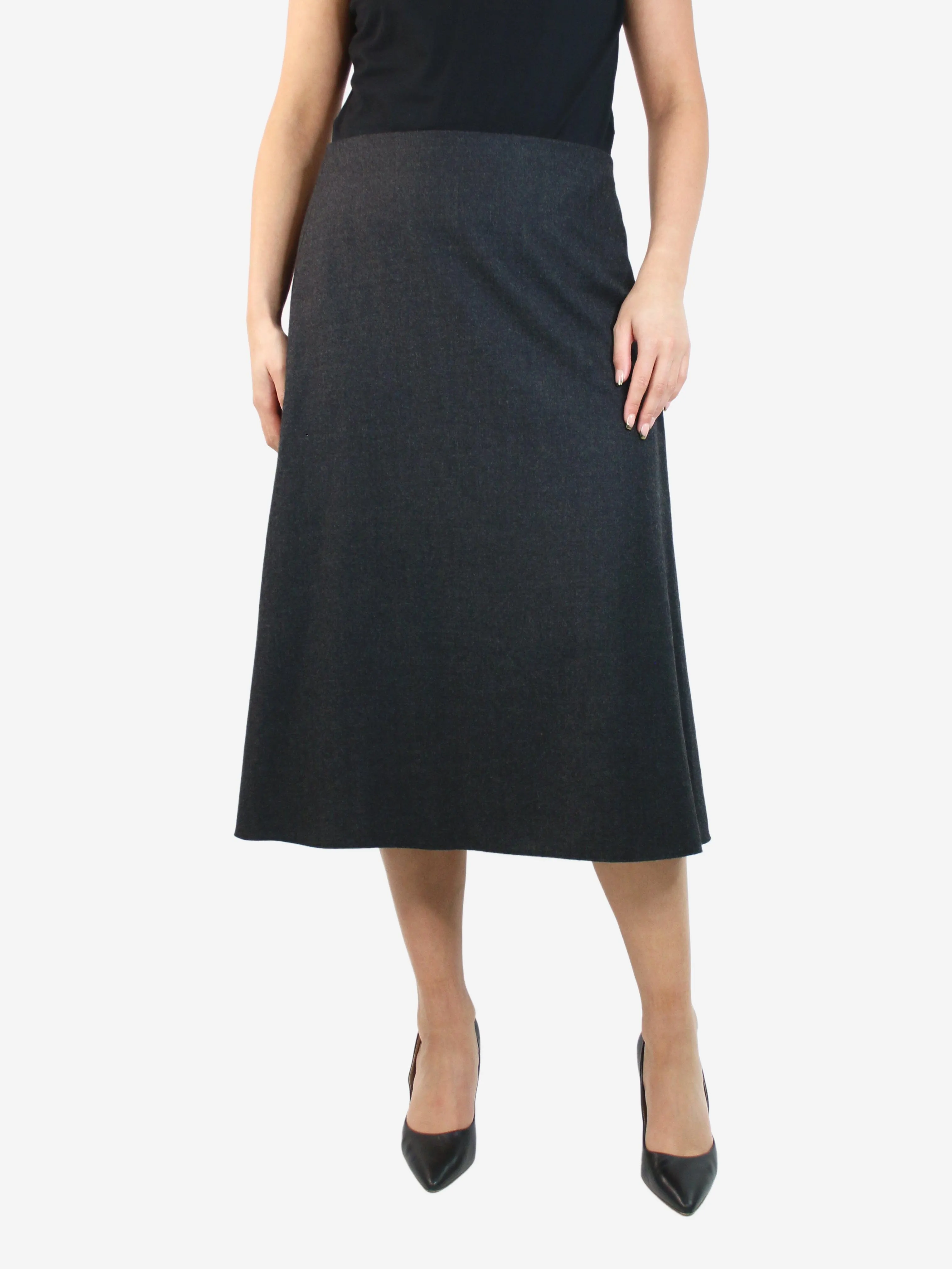 Dark grey wool A-line skirt - size US 10