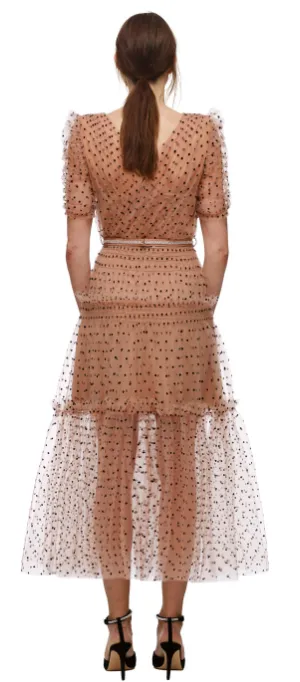 Dot Mesh Midi Dress