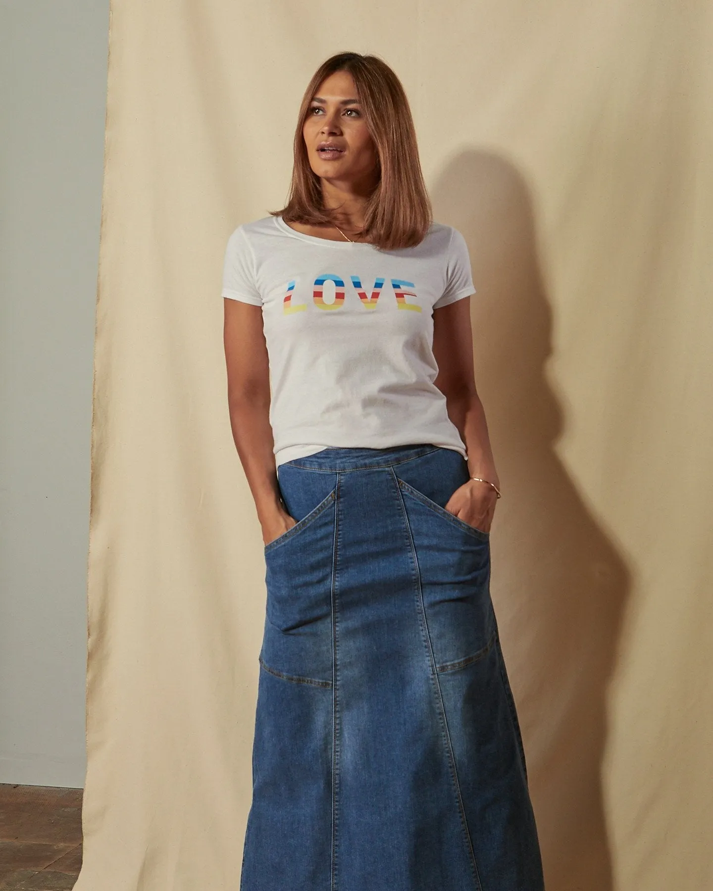 EVELYN Long Denim Skirt - No back split