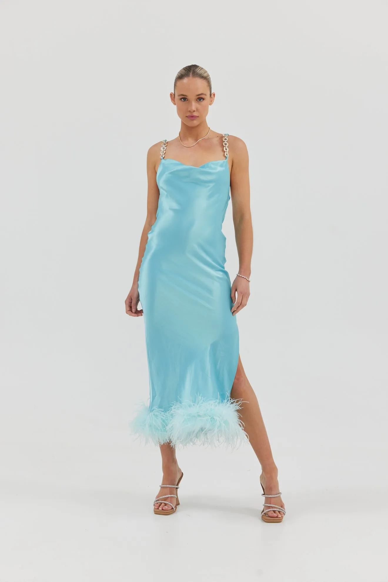 Farah Slip Dress - Cyan