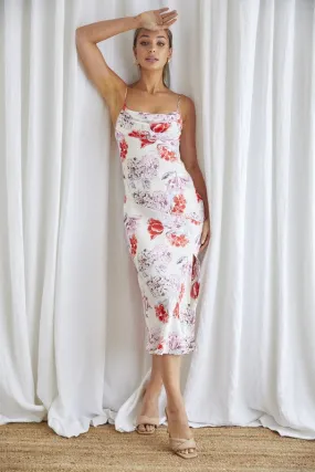 Floral Cowl Neck Cami Midi Slip Dress