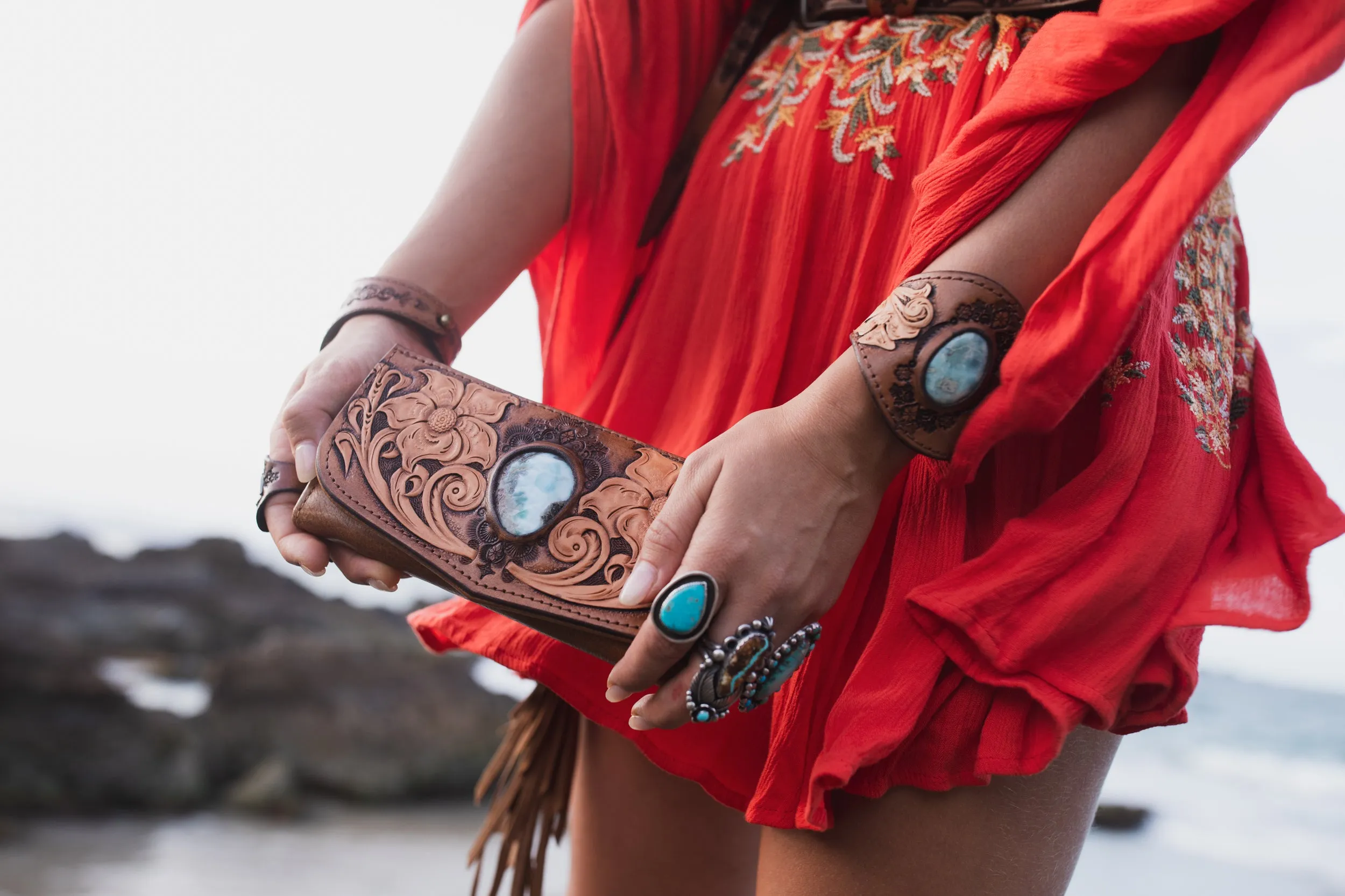 Flower Wallet with Larimar