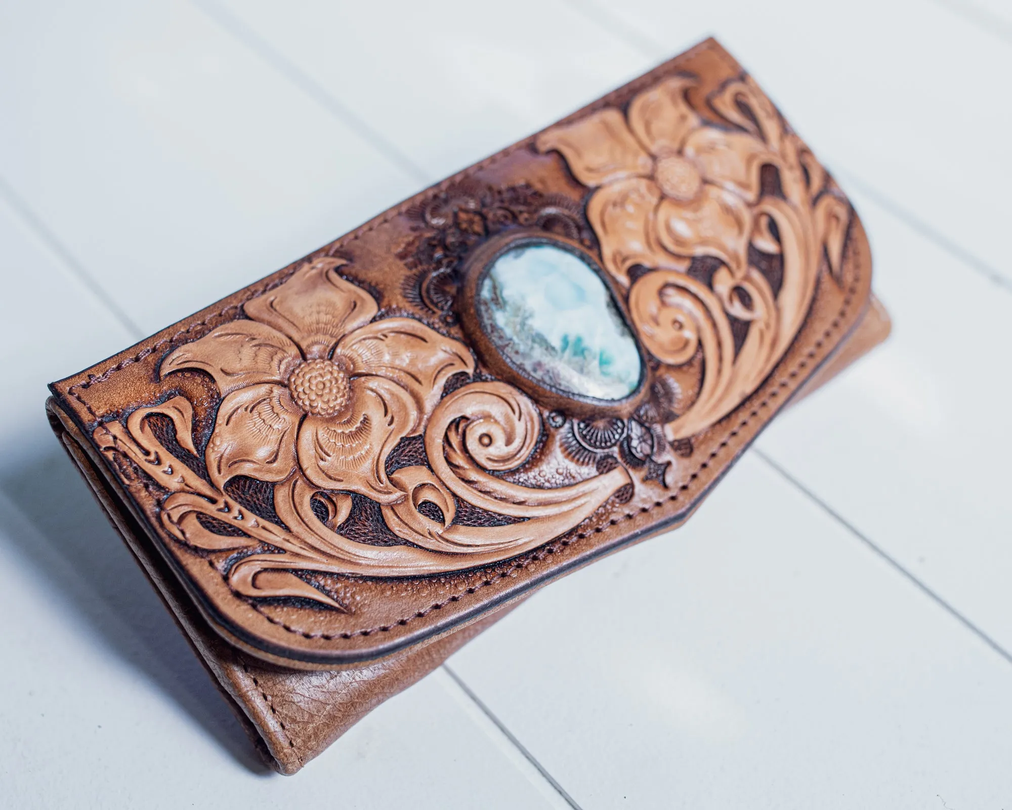 Flower Wallet with Larimar