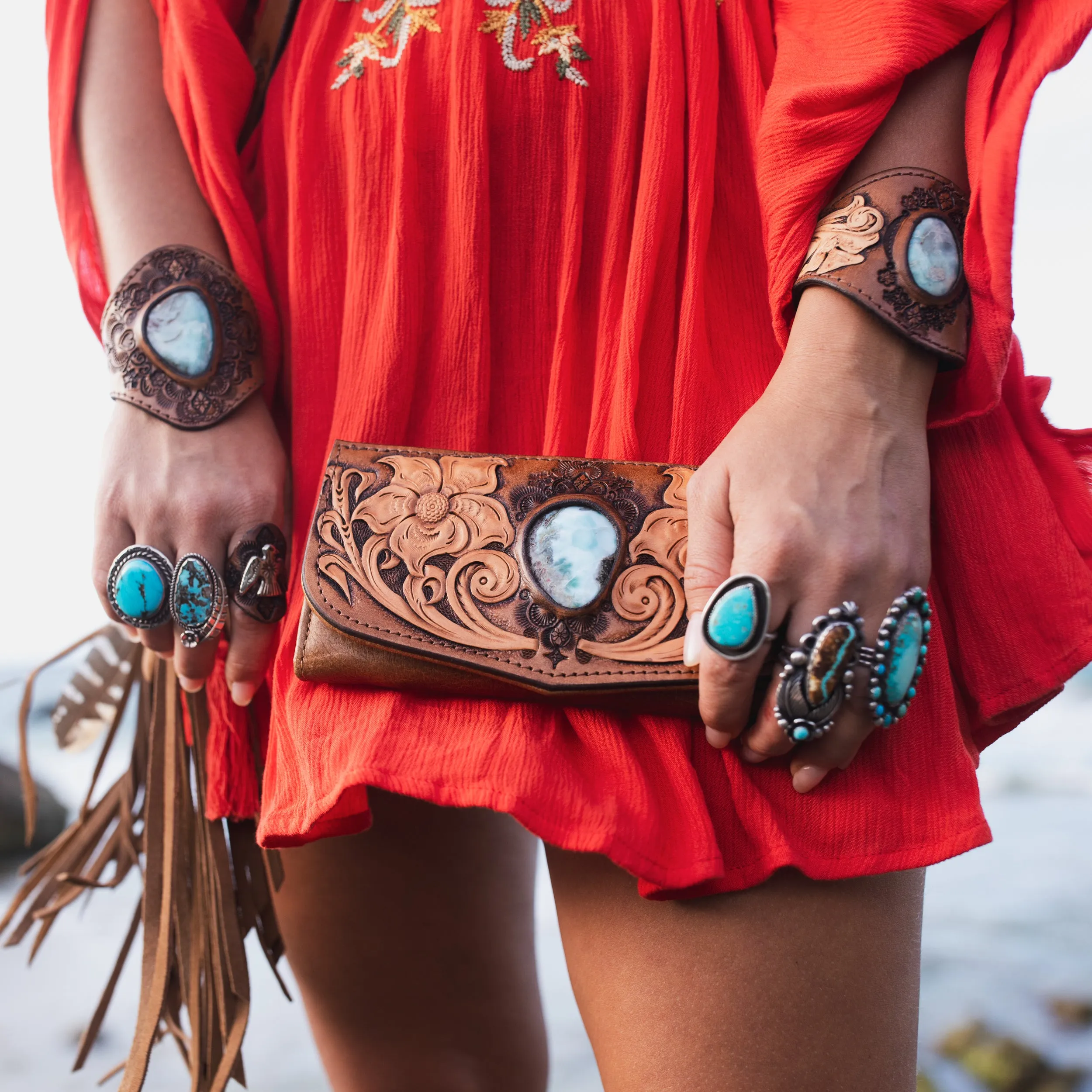 Flower Wallet with Larimar