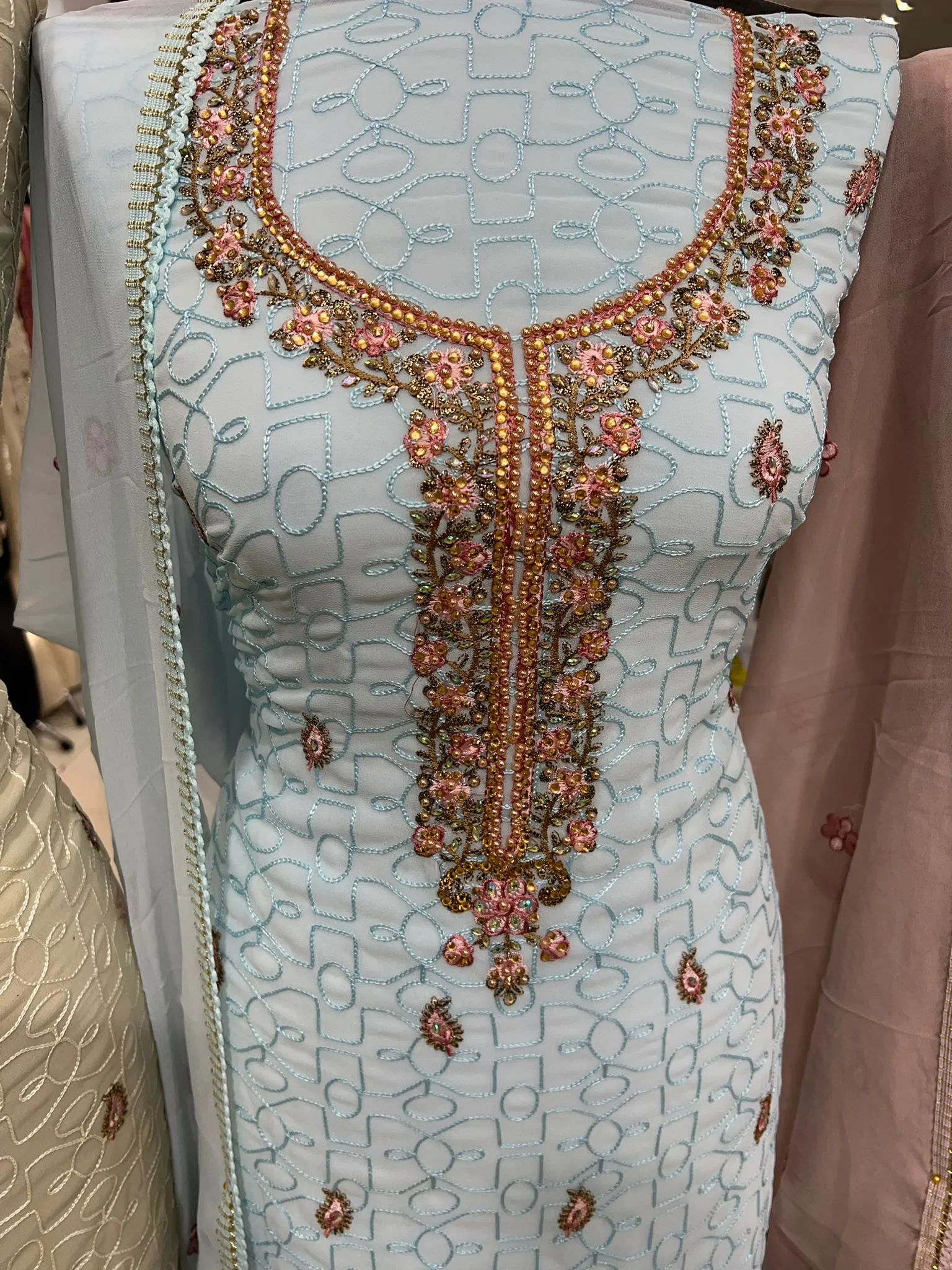 Georgette with Embellished Neckline