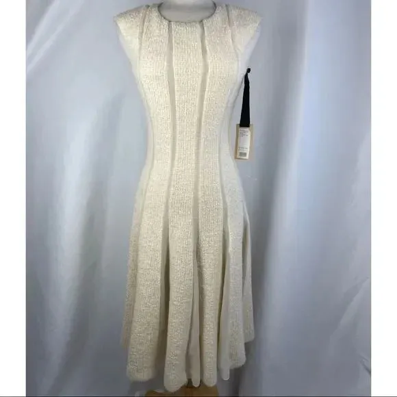 Giambatista Valli Cream Boucle A Line Midi Dress