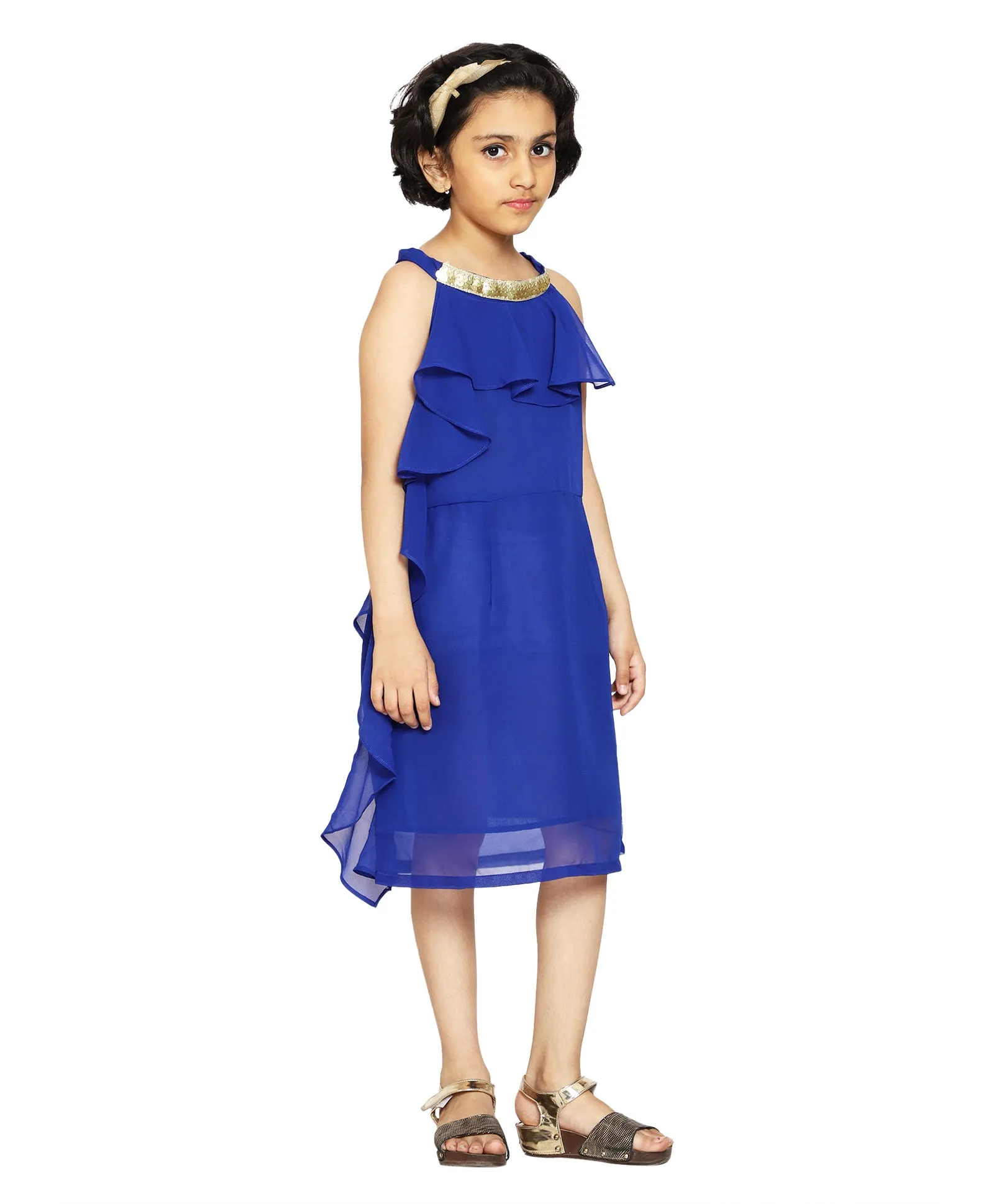 Girls Halter Neck Ruffle Dress