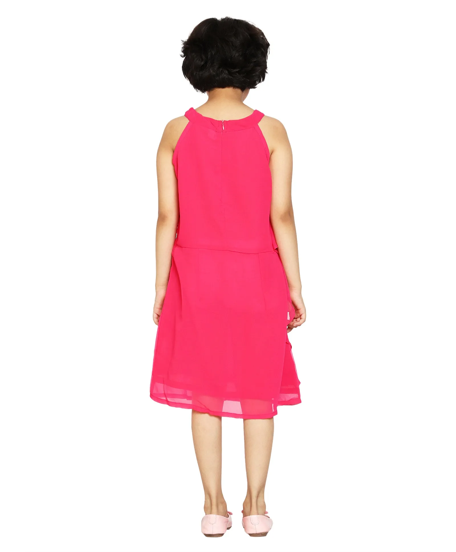 Girls Halter Neck Ruffle Dress