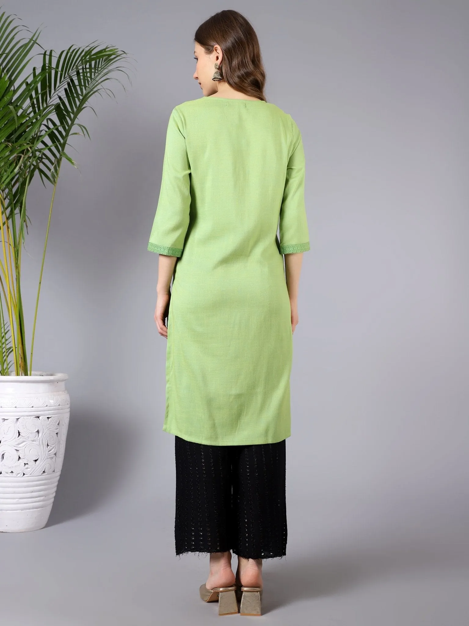 Green Two Tone Embellished Feeding Kurti