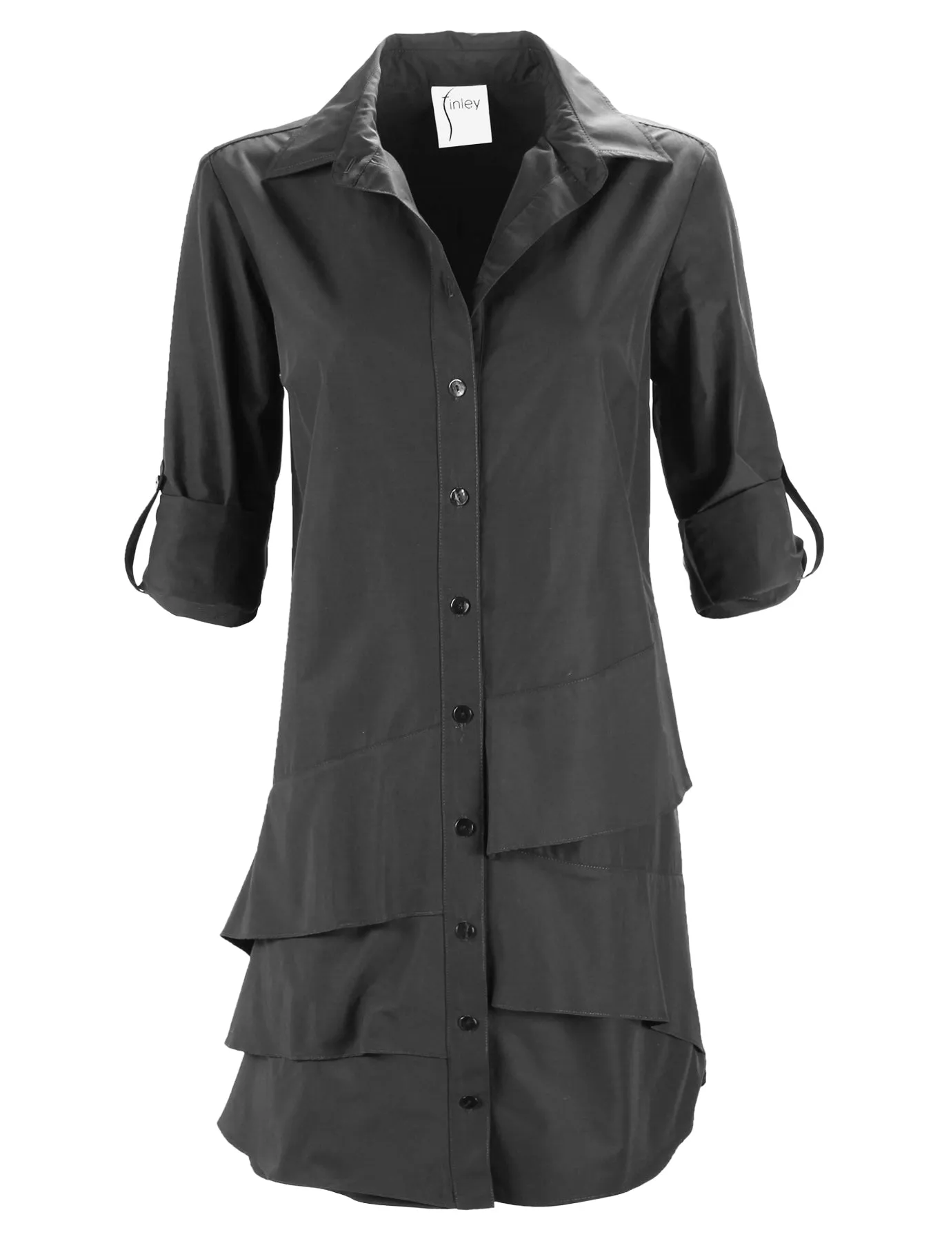 Jenna Shirt Dress Black Crisp Cotton