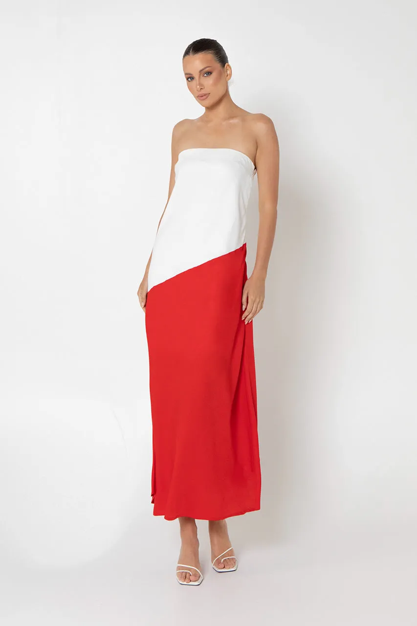 Joanna Maxi Dress | White & Red