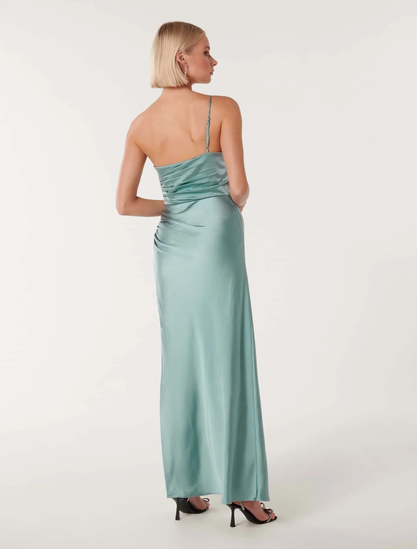 Kelly One Shoulder Satin Maxi Dress