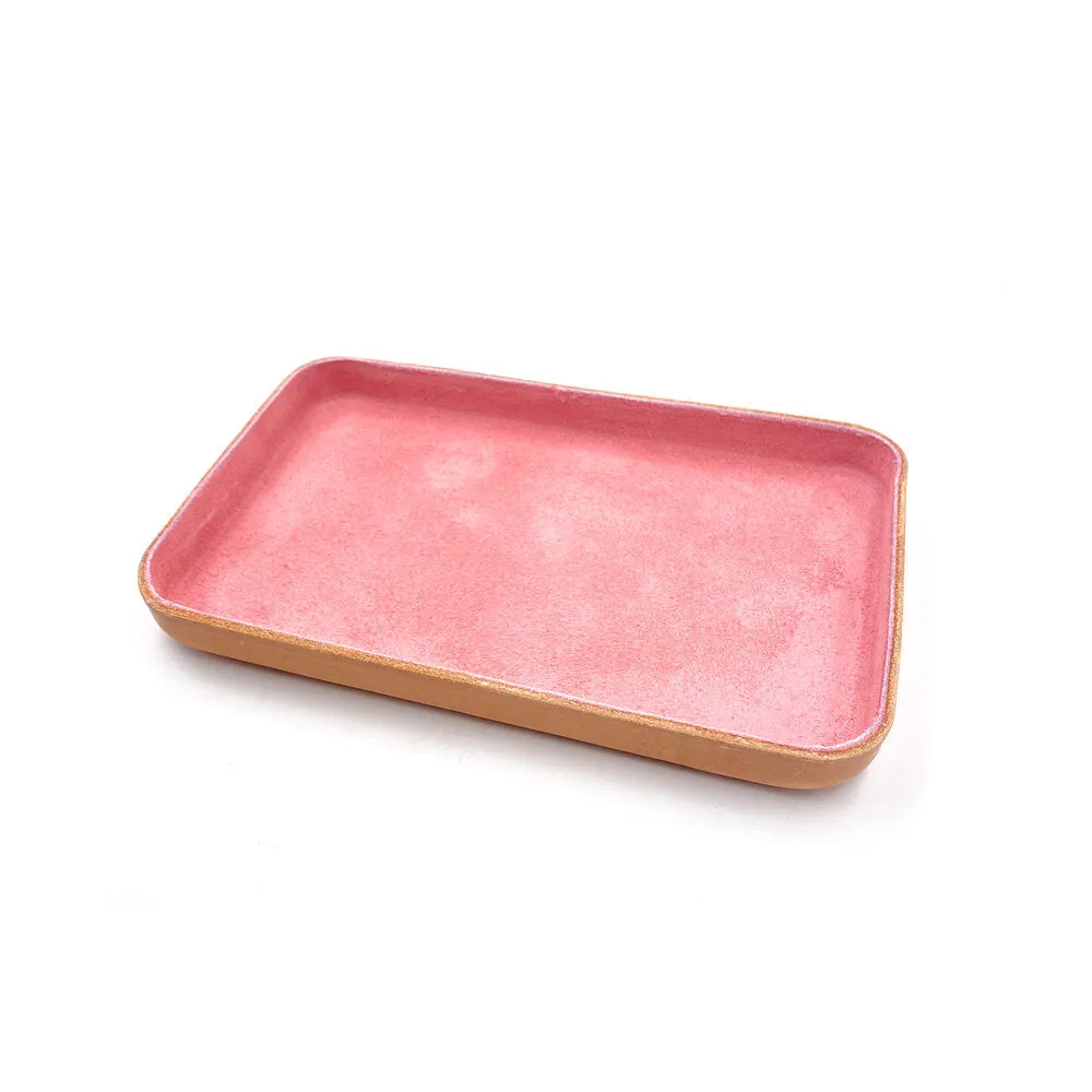 Leather Jewelry Tray, Medium Pink