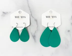 Leather Teardrop Earring Aqua