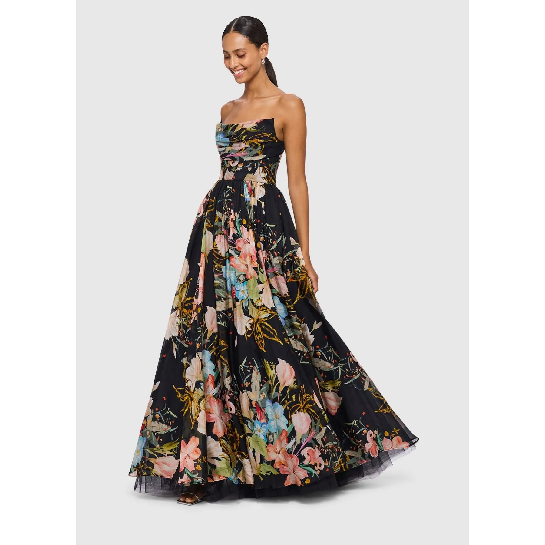 Opulent Leo Lin Mystic Print Rania Bustier Gown