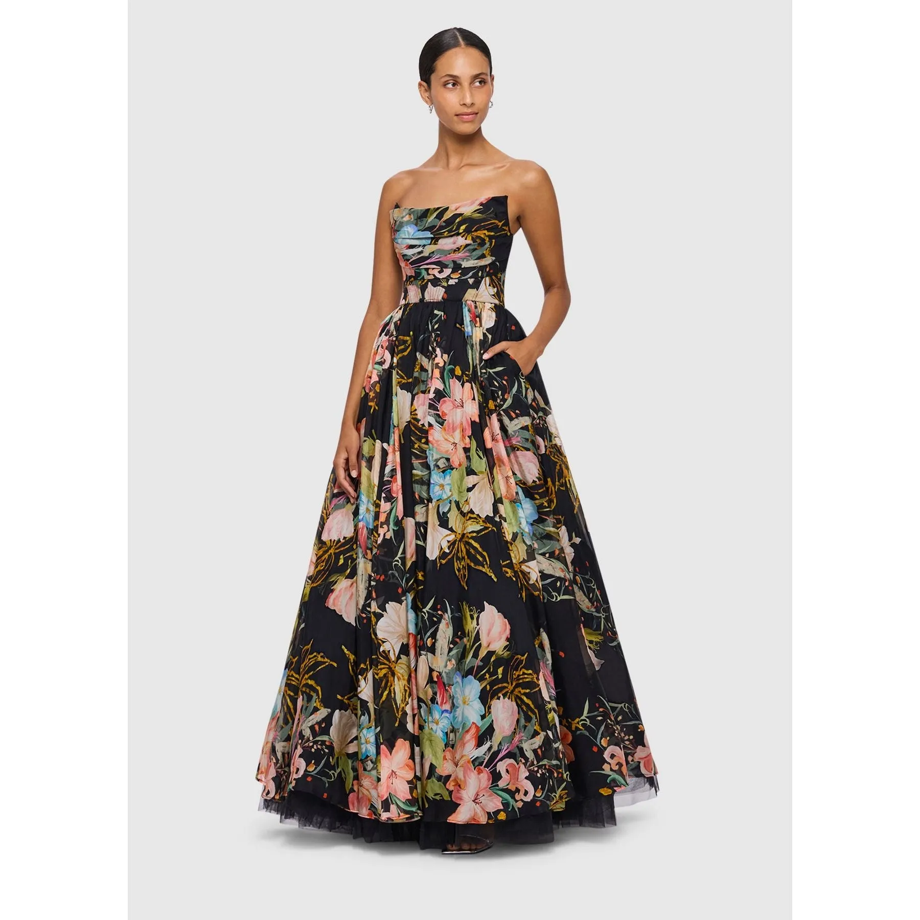 Opulent Leo Lin Mystic Print Rania Bustier Gown