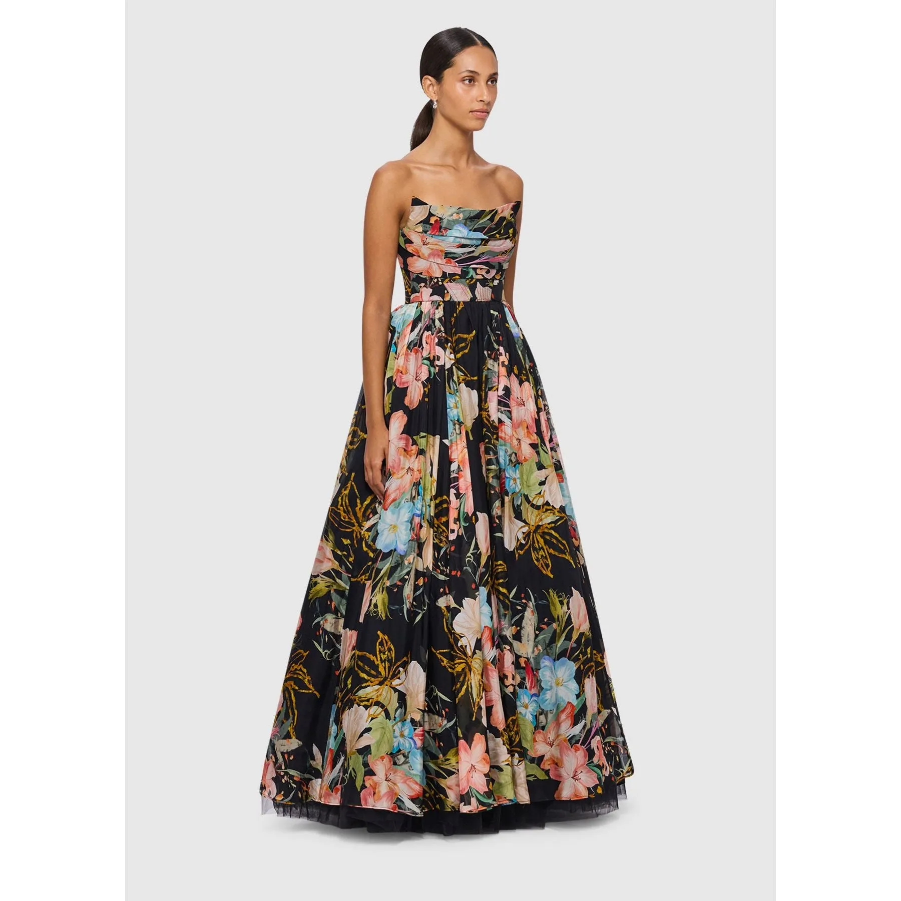 Opulent Leo Lin Mystic Print Rania Bustier Gown